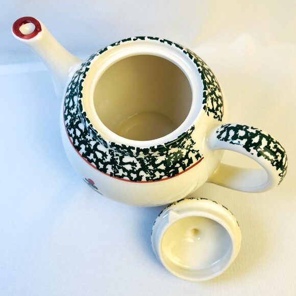 Furio La Primula Christmas Tree Vintage Teapot Spongeware Made in Italy - Picture 6 of 8